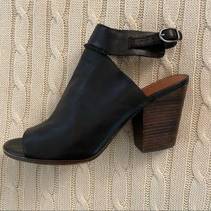 Lucky Brand Peep Toe Black leather bootie